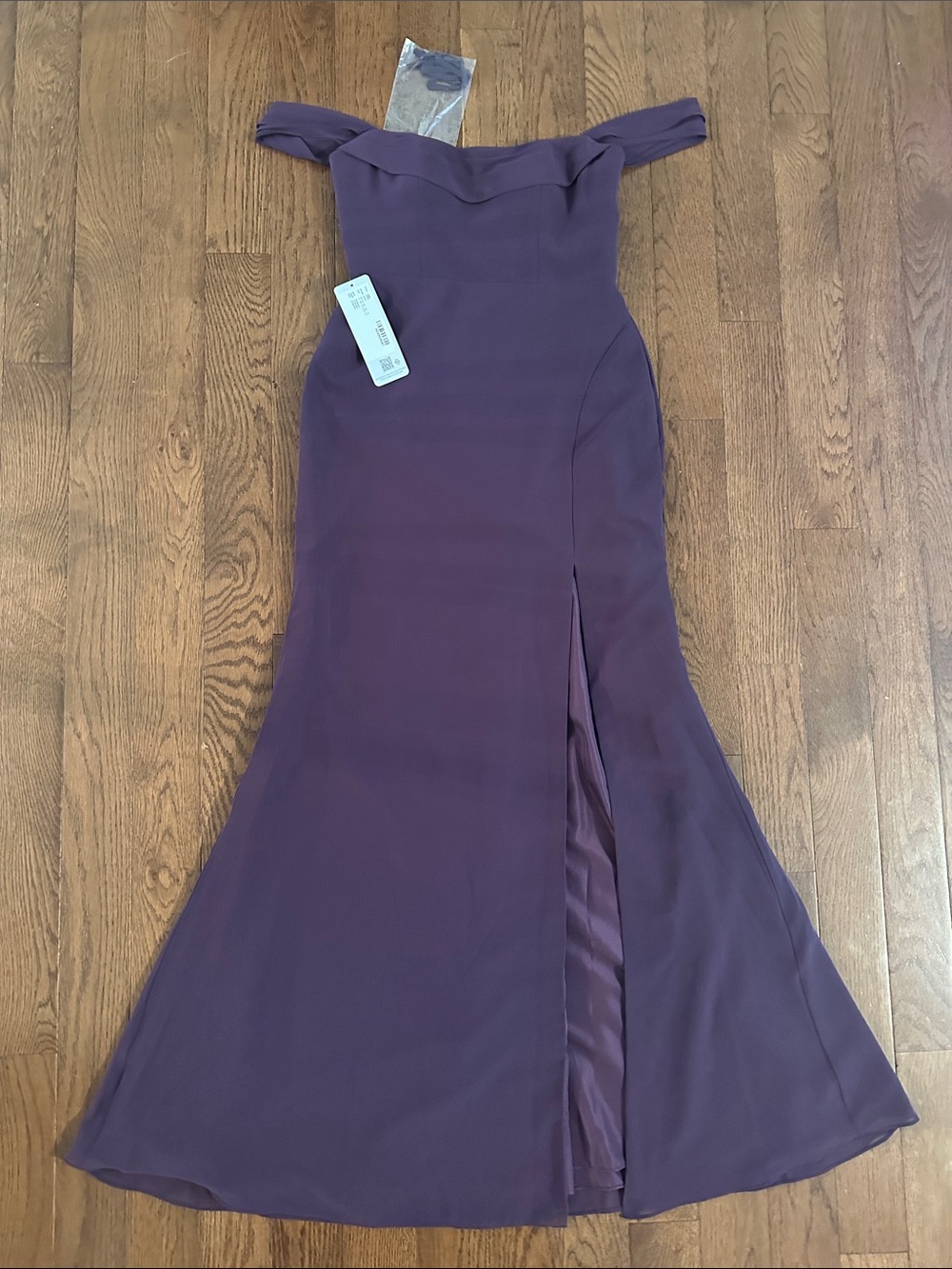 Azazie Off-the-Shoulder Plum Evening Gown